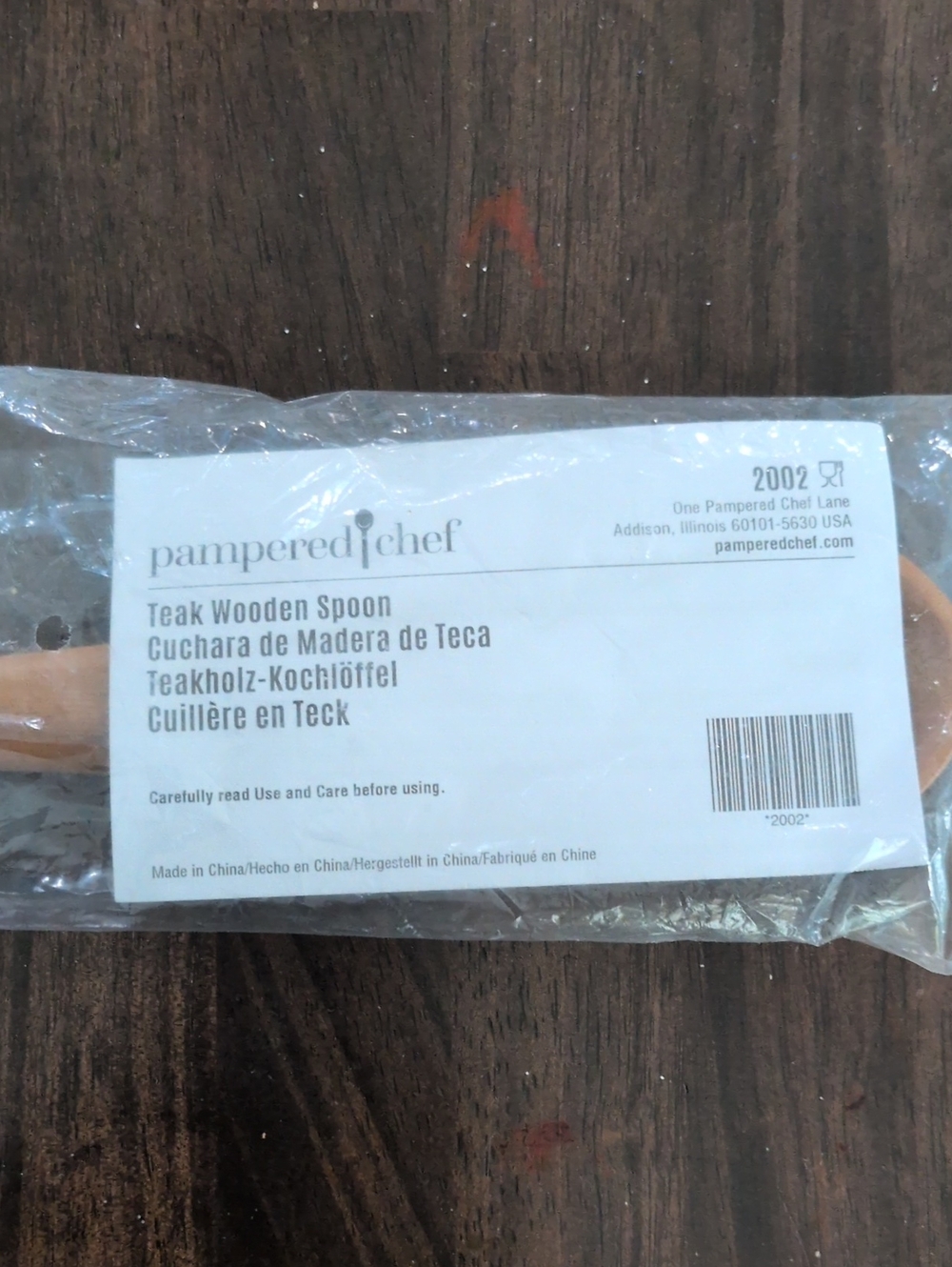 Pampered Chef Teak Spoon - Natural Brown NWT